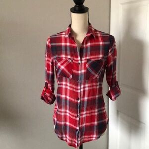 ❤️3X20 COTTON ON Light Textured Red Plaid Women Shirt | XS